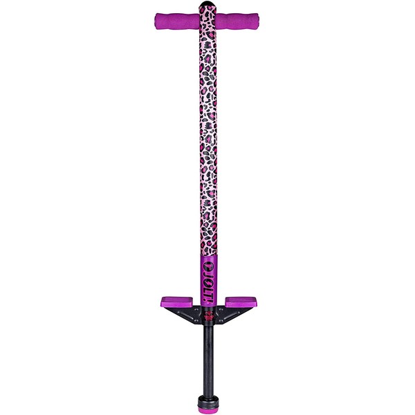 Flybar Pogo Stick for Kids, 40 to 80 Pounds, Perfect for Beginners, Easy Grip Foam Handles, Anti-Slip Foot Pegs, Outdoor Toys for Boys, Jumper Toys for Girls, Outside Toys for Kids (Jolt, Leopard)