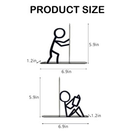 Cool Bookends, Unique Fun Decorative Book Ends, Heavy Duty Metal Book Holders for Shelves, Anti-Slip Aesthetic Book Stoppers for Home Office Desktop