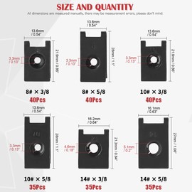 Hilitchi 225Pcs U Nut Assortment Black Phosphate Finish Rust Resistant Wide Range Kit Auto Car Metal Clips for Motorcycle Automotive Repair Replacement