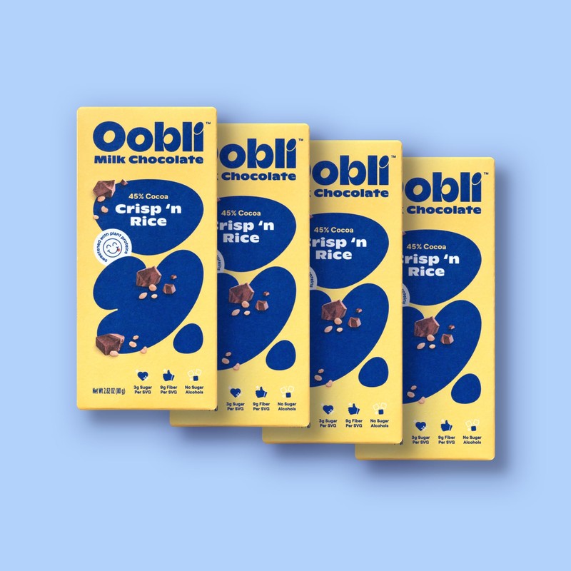 Oobli Milk Chocolate Bars, Only 1g Added Sugar, Low Carb,