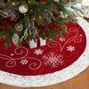 XAMSHOR Red Christmas Tree Skirt 32 Inches Snow Sequin Embroidery