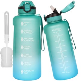 DEARRAY Tritan Water Bottle 2 L with Straw & Time Marking, 2 Litres BPA-Free Large Water Bottle with Time Motivational Sports Bottle for Fitness & Gym