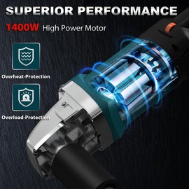 Surface Conditioning Tool 1400W, Burnishing Polishing Machine with 8 Variable Speed, Electric Handheld Stainless Steel Polisher Set, Metal Burnishing Machine Kit with Burnishing Wheel, Blue