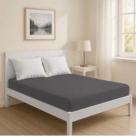 LARAWELL Fitted Sheet 180 x 200 cm Cotton up to 200 x 200 cm, Anthracite, Graphite, Fitted Sheet Made of Extra Thick Premium Jersey (Combed), Mattress Height up to 25 cm, Non-Iron, Breathable