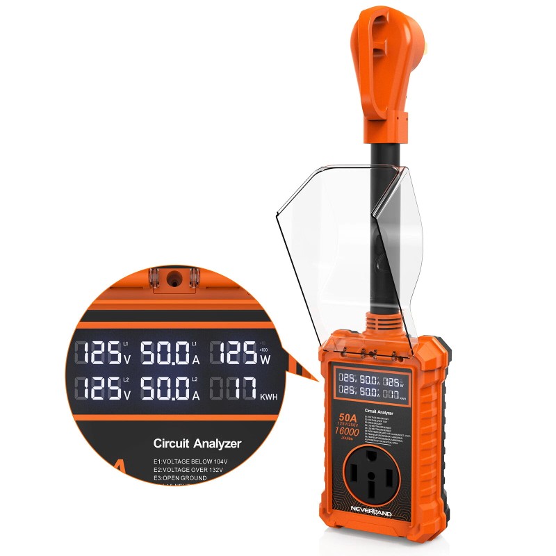Neverland RV Surge Protector 50 Amp IP67 RV Circuit Analyzer
