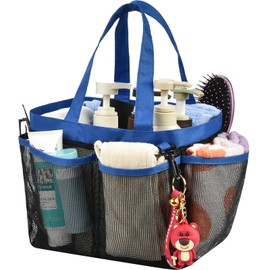Haundry Mesh Shower Caddy Tote, Large College Dorm Bathroom Caddy Organizer with Hook and Handles, 8 Basket Pockets for Camp Swimming Travel Gym Beach