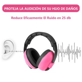 Orejeras Antirruido para Niños, Orejeras de Protección Auditiva para Aprender a Dormir para Niños, Diseño de Esponja con Cancelación de Ruido, Longitud Ajustable (Rosa Roja)