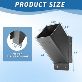 8 Pcs Pergola Brackets, 45-Degree Angle Bracket,4x4 (Actual 3.6‘’x3.6‘’) Corner Support Brackets, Pergola Kit for Gazebo, Deck Porch, Trellis Support Bracket Kit (Black).