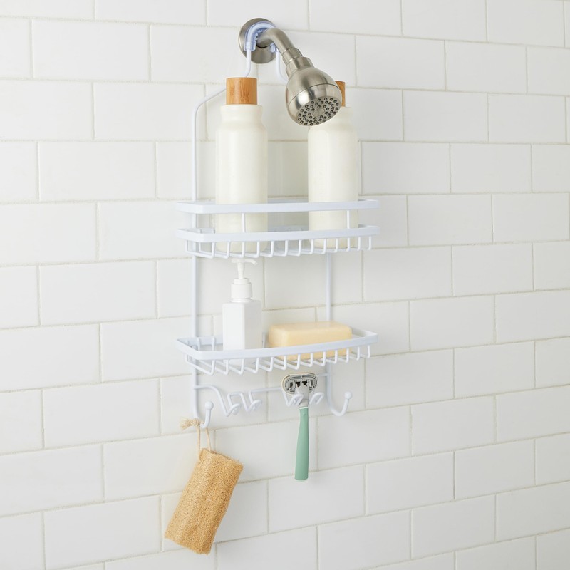 Bath Bliss Shower Head Caddy, Suction Cup Backing, 2 Tier