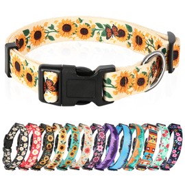 HEELE Dog Collar Small Dog Collar Multi-Colour Patterned Soft Comfy Dog Pet Collars Easy Adjustable Collar for Small Dogs Indoor Outdoor Activities, Sunflower Yellow, S