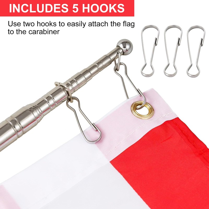 DOINEUFL Telescopic Flag Pole, Handheld Telescopic Pole, Extendable Flag Pole