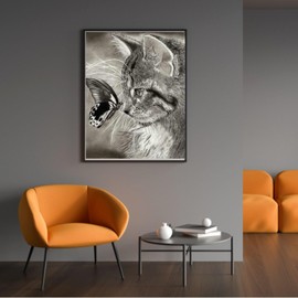 DOUKOYEE Diamond Painting Set for Adults Children DIY 5D Diamond Painting Flower Animals Cat Landscape Dinosaur Painting by Numbers Diamond Beginners Home Wall Decor 30 x 40 cm (D Cat & Butterfly)