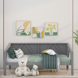 Harper & Bright Designs Wooden Full Size Daybed Frame, Wood Slat Support, No Box Spring Needed, Gray