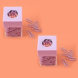 2 Boxes of Purple Paper Clip Organizer Magnetic Paper Cilp Dispenser Holder Clear Acrylic Paper Clip Organizers with Magnetic Top for Desk Cute Office Binder Clip, Hair Clip Accessories Organizer