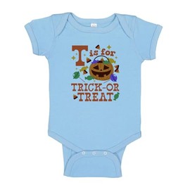 TATY Kids T is for Trick or Treat Baby Infant One Piece Bodysuit 18 Months Light Blue