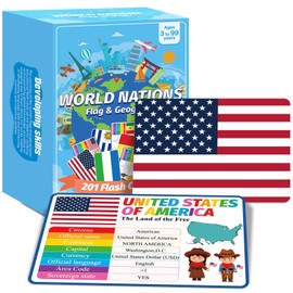 201 Countries of The World Flashcards Country Flag Continent Capital Language Learning Flash Cards Laminated Geography Culture Educational Cards Game Gift for Adults Family Classroom Teachers Students