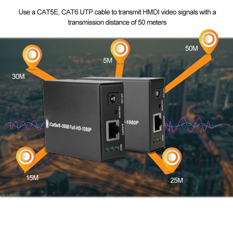 1 Pair 50m HD 1080P HDMI Cable Extender with One