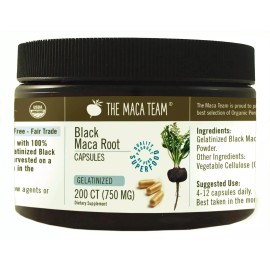 Gelatinized Black Maca Root Capsules - Organic, Non-GMO, Fresh Harvest, Enhances Energy, Stamina, and Vitality