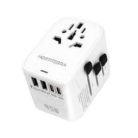 Hortiterra Travel Adapter Worldwide USB C PD Fast Charge, 45W Fast Charging Travel Plug Adapter with 2 USB A and 2 USB C, Universal for EU USA UK Thailand Australia