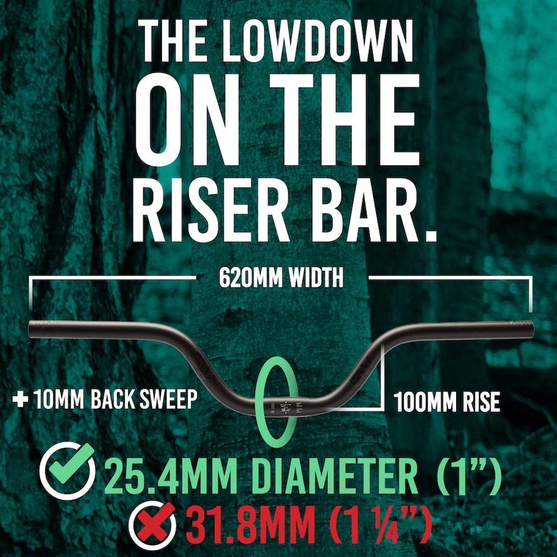 BW 100mm Riser Handlebar - Great for Mountain, Road, and