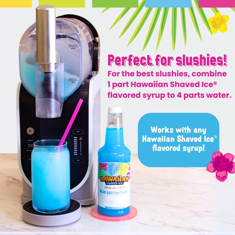 Hawaiian Shaved Ice 6 Syrup Assortment, Cherry, Grape, Blue Raspberry,