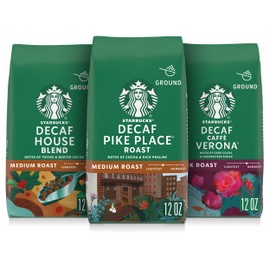 Starbucks Ground Coffee, Medium & Dark Roast Hot or Iced Coffee, Decaf Variety Pack, Three 12 oz Bags​