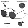 aisswzber Small Round Polarized Sunglasses 3447p-Matt Black