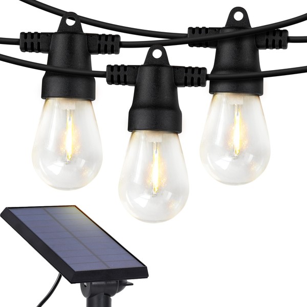 Brightech Ambience Pro Solar Powered Outdoor String Lights, 48 ft
