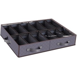 Under Bed Shoe Storage Organizer, Set of 1 Sturdy Closet Organizers and Storage, Fits Total of 12 Pairs, Underbed Shoes Closet Storage Solution with Clear Window, Breathable, 75cmx60cmx15cm