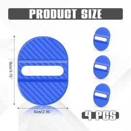 wuyaoyao 4PCS Car Door Latch Lock Cover, Carbon Fiber Car Door Lock Latches Cover, Automotive Door Latch Guard, Self-Adhesive Vehicle Door Latch Protector Trim Decoration for Most Cars (Blue)