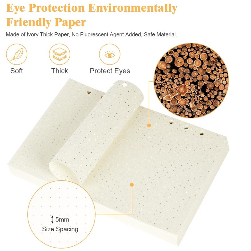 Vicloon A5 Refill Paper Dotted 180 Sheets Paper Refillable Note