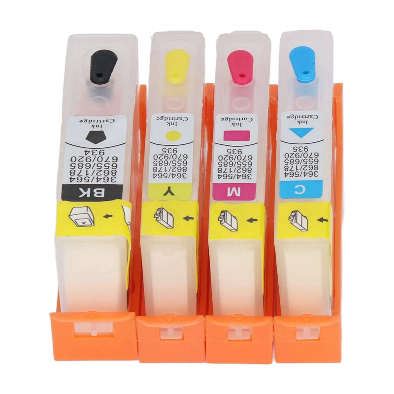 4 Pcs Ink Cartridge Black Blue Magenta Yellow Permanent Chip