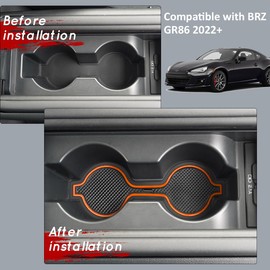 Auovo Cup Holder Insert Liners Compatible with Toyota GR86 & for Subaru BRZ Accessories 2026 2025 2024 2023 2022 Anti Dust Custom Fit Door Pocket Liner Center Console Interior Mats 6pcs (Orange Trim)