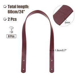 MECCANIXITY 2pcs 24 Inch (60cm) Leather Purses Straps Handbag Belt Band Bag Handle for Purse Wallet Tote Making, Burgundy