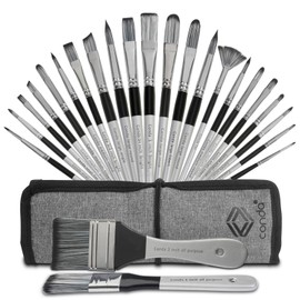 Paint Brushes Set of 24 Pieces, conda Different Shapes Wooden Handles Brushes with Art Brush Case, Professional Artist Brushes for Oil, Acrylic Canvas Watercolour Painting Craft
