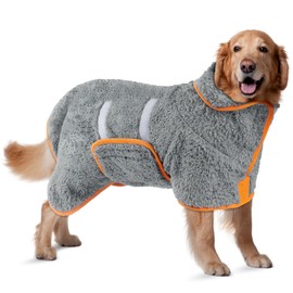 Bienbee Dog Bathrobe, Quick Drying Dog Robe Super Absorbant Dog Towels for Drying Dogs, Warm Keeping Dog Robes for After Bath Dogs Bath Supplies Gray XL