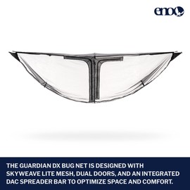 ENO Guardian DX Bug Net - Protective Deluxe Hammock Netting - for Camping, Hiking, Backpacking, Travel, a Festival, or The Beach - Charcoal