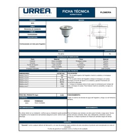 Urrea P 3816 Contracanasta con Tubo para Fregadero