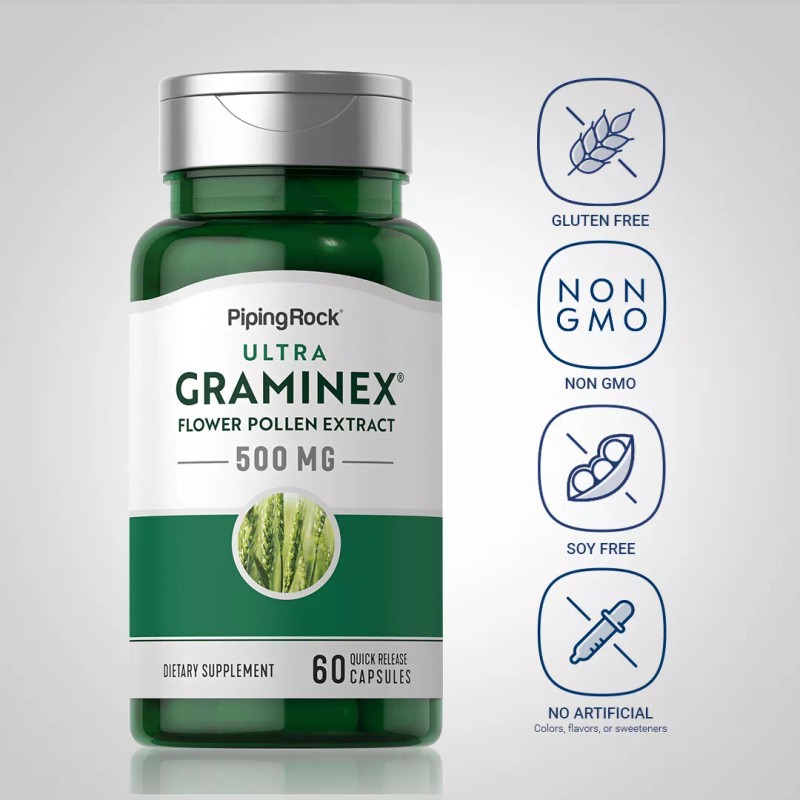 Piping Rock Graminex Flower Pollen Extract 500mg | 60 Capsules