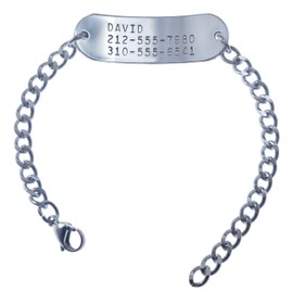 Deep Stamped Customizable, Peanut Allergy, Medical Alert Bracelet, Stainless Steel, 8" (Includes Free Engraving)
