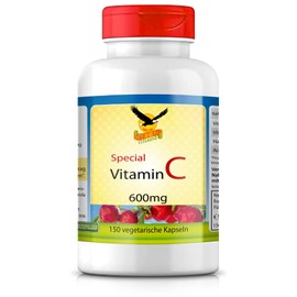 Get UP® Vitamin C Special 600 mg Gastric Friendly Buffered & Long-Term Effect - 150 Capsules - with Calcium Ascorbate, Ascorbyl Palmitate, Acerola & Rosehip Extract - Vegan & High Dose