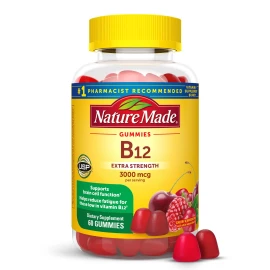 Nature Made Extra Strength Vitamin B12 Gummies 3000 mcg 60 Count Cherry Berry