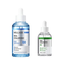 Wellage Real Hyaluronic Blue 100 Ampoule 100ml+Real Cica Calming 95 Trouble Ampoule 50ml Blue 100ml+Cica 50ml / 웰라쥬 리얼 히알루로닉 블루 100 앰플 100ml+리얼 시카 카밍 95 트러블 앰플 50ml 블루 100ml+시카 50ml