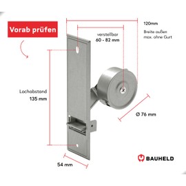 Bauheld Roller Shutter Belt Winder Flush-Mounted 135 mm without Cover White without Strap