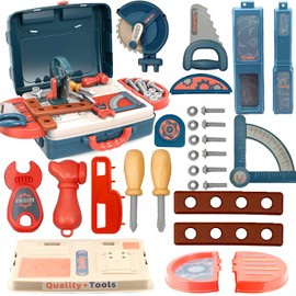 Shape28 Kids Toy Set Pretend Kids Tool Box Toy Workbench Play Set for Toddlers – 56 pcs Perfect Educational Toy for Girls and Boys Ages 3 4 5 6 7 Years Old