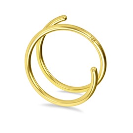 MeIighting 14K Solid Gold Double Nose Ring Hoop for Single Piercing 20G Twist Nose Ring for Women & Men