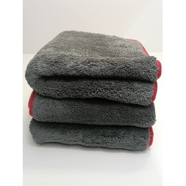 Auronna 1200GSM Microfiber Cleaning Cloths - Pack of 3 Super Absorbent Cleaning Towel For Household And Car Washing, Drying, Detailing (40 x 40 cm, Grey)