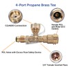 Flame King 4 Port Brass Tee Propane Adapter POL Inlet,