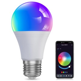 foco inteligente RGB  WiFi y Bluetooth que cambia de color A19 9 W (equivalente a 60 W) 500 lm, sincronización de música compatible con Alexa y...    