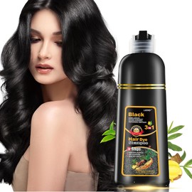 leorx- Champú para teñir el cabello negro Leorx, 16,9 onzas líquidas, 3 en 1, color para cabello gris, coloración instantánea a base de hierbas para mujeres